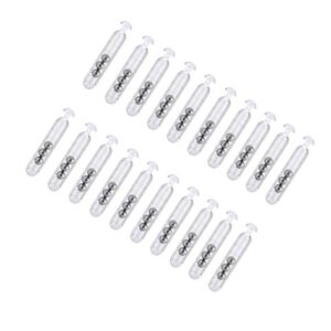 Paket mit 20 Angelrasseln aus Hartplastik und Metall in transparenten Röhrchen, ideal zum Anlocken von Fischen beim Angeln.