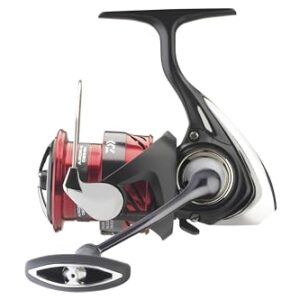 DAIWA 23 Ninja LT2500 Spinn-Angelrolle mit Frontbremse in elegantem Design, schwarz-rote Farbgebung, geeignet für ambitionierte Angler.