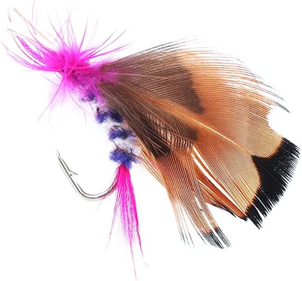 Lebensechter, handgefertigter Schmetterlings-Fliegenköder mit bunten Federn für Barsch, Panfish, Forelle und Lachs, ideal zum Fliegenfischen.