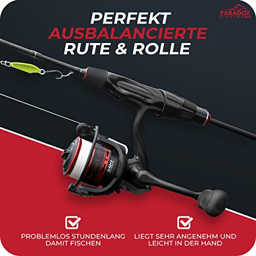 Paradox Fishing Ul-Ruten Set Trout Series X 1,85m mit 1000 Rolle, ideal für Forellenangeln, hochwertige Angelrute und Rolle, perfekt ausbalanciert, langlebig und leicht zu handhaben.