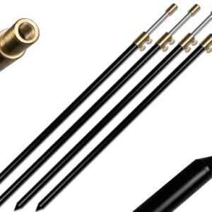 Set von 4 stabilen schwarzen Rutenhaltern aus Aluminium mit stufenloser Arretierung und ausziehbarer Länge von 50 bis 90 cm, ideal für Angler.