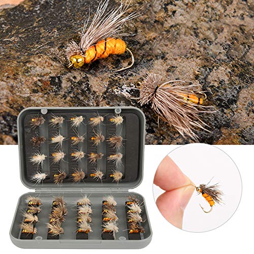 40 Stück Fliegenfischen Set mit bunten Trockenfliegen und praktischer Aufbewahrungsbox für Angler, ideal für verschiedene Angelmethoden.