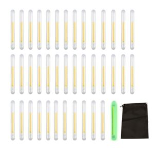 40 Stück Knicklichter in leuchtenden Farben für Nachtangeln, Camping und Outdoor-Aktivitäten, präsentiert in einer praktischen Aufbewahrungstasche.