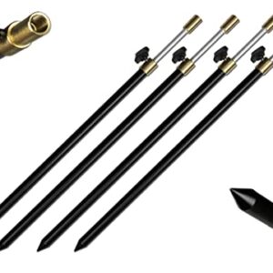 4er Set Rutenhalter Bankstick aus Aluminium, schwarz, variabel einstellbar von 50 bis 90 cm, ideal für Angler