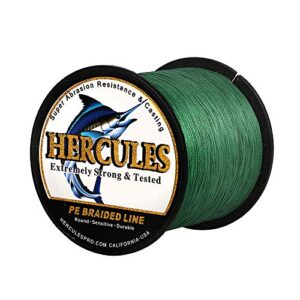 HERCULES Super Cast geflochtene Angelschnur in leuchtendem Grünton auf Spule, geeignet für Salzwasser und Süßwasser, 10lb bis 300lb Zugkraft.