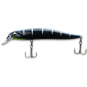 LMAB Flash Vibe Twitchbait in der Farbe Black Tiger, ideal zum Angeln von Barsch und Zander mit einem schwebenden und suspending Wobbler-Design.