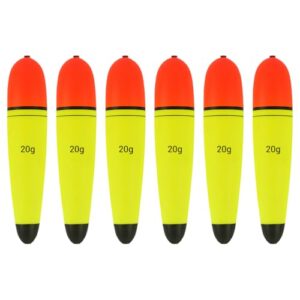 Set von 6 hochwertigen MiOYOOW Angelposen in leuchtenden Farben für verschiedene Angeltechniken wie Seefischen und Eisfischen.