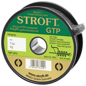 STROFT GTP Typ R geflochtene Angelschnur in hellgrau, 150 Meter, für hohe Tragkraft von 36 kg, ideal für Angler.