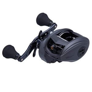 Hochwertige Abu Garcia Revo Toro Beast Low Profile Baitcastrolle in mattem Schwarz, ideal für Angler mit modernem Design und vielseitigem Bremsmechanismus.