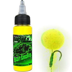 Angel-Berger Bait Smoke Liquid Dip in Vanille/Fluo Yellow, 50ml Flasche mit fluoreszierendem Inhalt, ideal zum Anlocken von Fischen beim Angeln.