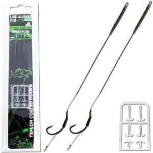 Angel-Berger Magic Baits Line Aligner Rig Boilie Vorfach Größe 6 mit zwei robusten Haken, die in einem transparenten Paket präsentiert werden. Ideal für erfolgreiches Karpfenangeln.
