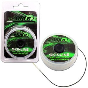 Angel Berger Magic Baits Skinline Karpfenvorfach in Mud Green, 10 Meter lange Schnur mit 25 lbs Tragkraft, präsentiert in attraktiver Verpackung für Karpfenangeln.