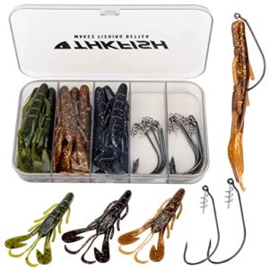 Ein Angelhaken Set mit verschiedenen Kunstködern und silbernen Angelhaken in einer transparenten Box, ideal für Angler im Süß- und Salzwasser, mit verschiedenen Farben und Designs für eine effektive Fischpräsentation.
