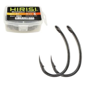 50 Stück Angelhaken aus PTFE-beschichtetem Edelstahl in einer transparenten Kunststoffbox, geeignet für Angler aller Fähigkeitsstufen.