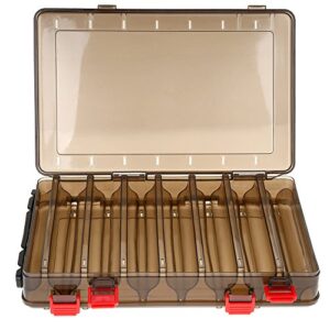 Transparente Angelköder Box mit 14 Fächern zur Organisation von Fischködern und Angelzubehör, ideal für Angler.