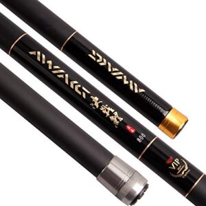 Teleskop Angelrute aus Carbon in schwarzem Design, verfügbar in Längen zwischen 8m und 13m, ideal für Angler aller Erfahrungslevels.