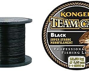 Karpfenschnur KONGER Team CARP Black 1000m in schwarzer Rolle mit Verpackung, ideal für passionierte Angler.