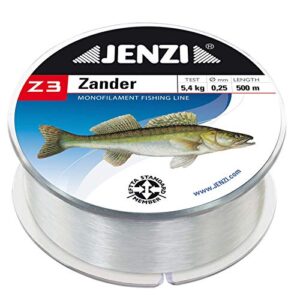 Angelschnur Z3 Line Zander mit einem Durchmesser von 0,28mm und einer Tragkraft von 5,6kg auf einer transparenten Rolle, ideal für Zanderangeln.