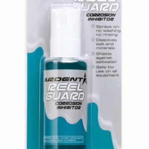 Ardent Reel Guard Korrosionsinhibitor Spray für Angelrollen in modernem flüssigkeitsdurchsichtigen Flakon. Schützt vor schädlichen Mineralien und verlängert die Lebensdauer der Angelgeräte.