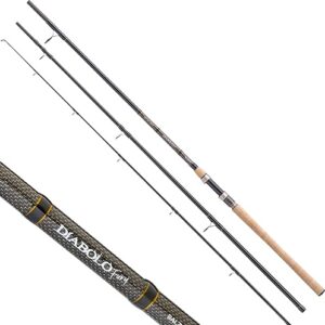 Balzer Angelrute Diabolo Fury in dunklem Design mit Korkgriff und Rutenringen, ideal für das Angeln mit totem Köderfisch auf Hecht.