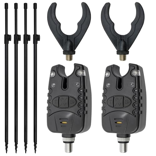 Banksticks und Bissanzeiger Set für Angler - Teleskop-Rutenauflage mit optischen und akustischen Signalen für eine optimale Bisserkennung