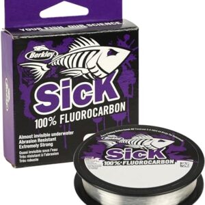 Berkley Sick Fluorocarbon-Vorfachmaterial - durchsichtige, unsichtbare Angelschnur für Raubfische, 50 m Länge, hohe Abriebfestigkeit.