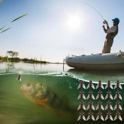 20 Stück Bionisches Fliegen Angelköder Set mit realistischen Ködern für erfolgreiches Angeln in Süßwasser und Salzwasser.
