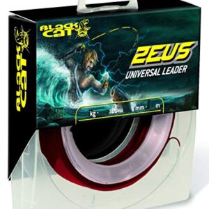 Black Cat Premium Zeus Universal Leader Angelschnur Vorfach für Welsangler, rot, 0,80 mm Durchmesser, 110 kg Tragkraft, mit 16-fach geflochtenem Hohlgeflecht für hohe Abriebfestigkeit und vielseitige Anwendung.