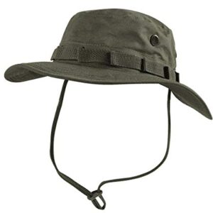 Commando Industries US Army Tropen Hut Boonie Hat in Oliv mit breiter Krempe, optimal für Outdoor-Aktivitäten wie Wandern und Angeln, aus strapazierfähigem Ripstop-Material.