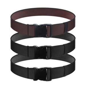 Drei verstellbare Watgürtel aus Neopren in Schwarz und Braun, ideal für Angeln, Wandern und Kajakfahren, gestapelt auf einem neutralen Hintergrund.