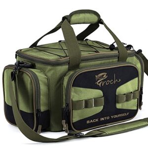 Croch Angeltasche in Armee-Grün für Angeln und Outdoor-Aktivitäten mit verstellbarem Schultergurt und praktischen Fächern zur Aufbewahrung von Angelzubehör.