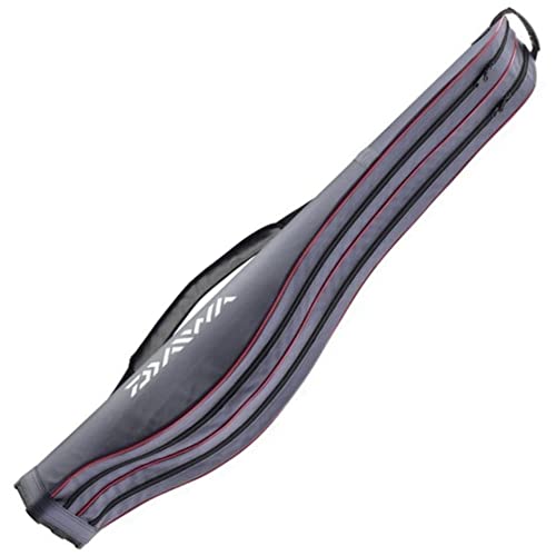 Daiwa Rutentasche für 2 Ruten, 145 cm, grau mit gestreiftem Design, ideal für Angler, schützt Ruten beim Transport.