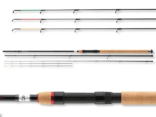 DAIWA Ninja X Method Feeder Angelrute 3.30 Meter mit verschiedenen Austauschspitzen in rot, grün und gelb für unterschiedliche Angeltechniken