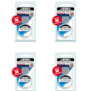 DEGA Jenzi Fluorocarbon Vorfachschnur 10m, 0,50mm Dicke mit 17kg Zugkraft, ideal für Raubfischangeln, inklusive 30 Klemm-Hülsen.