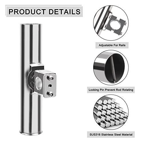 Einstellbarer Edelstahl Rutenhalter für Angelruten, stabil und 360 Grad drehbar, ideal für Boot, Kajak und Yachten in der Angeltechnik.