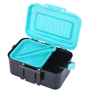 Fischköder Halter Kasten in hellem Blau aus hochwertigem ABS-Kunststoff, ideal für die Aufbewahrung von lebenden Ködern und Regenwürmern beim Angeln.