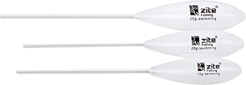 Zite Fishing Sbirolino Set mit 10 Angelposen in verschiedenen Gewichten von 5g bis 25g, ideal für Forellenangeln und verschiedene Angeltechniken.