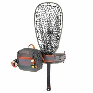 Fishpond Switchback Fliegenfischen Gürtel Waist Pack System 2.0 mit Fischnetz und Umhängetasche für Angler, ideal für komfortables Fliegenfischen.