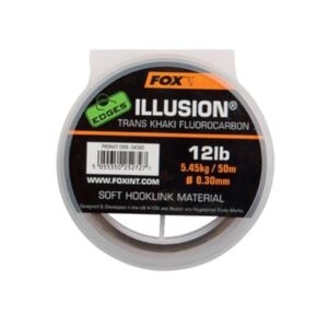 Fox Edges Illusion Soft Hooklink 50m in Trans/Khaki - Hochwertige Vorfachschnur für Karpfenangeln mit Durchmesser 0.35mm und Tragkraft 16lb.
