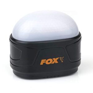 Fox Halo Bivvy Light - kompakte und tragbare Zeltlampe für Angler, ausgestattet mit weißen und roten LEDs für verschiedene Beleuchtungsoptionen.