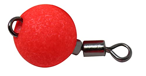 FTM Wirbel Pilot in leuchtendem Rot mit integriertem Wirbel - ideale Pilotkugel für die Forellenangelei, Ø 10mm, 5 Stück