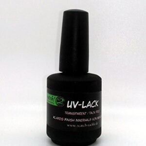 Flasche mit FVLFIL 2catch-Tackle UV Kleber/Lack für Fliegenbinden und Hegenenbinden, ausgezeichnete Viskosität für präzises Arbeiten.