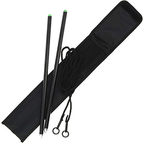 G8DS® Distance Stick Set mit zwei einteiligen Sticks und fluoreszierenden Spitzen zur präzisen Distanzmessung beim Karpfenangeln, inklusive transportabler Tasche und 3,6m Seil.