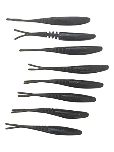 SANDAFISHING Gummiköder Set in Smoky Ghost Farbvariante, 8er Set für Barsch und Zander Angeln, zeigt flexible, glitzernde Gummiköder in verschiedenen Formen