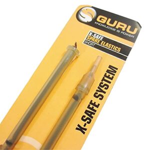 Guru X-Safe Spare Short Elasticated Tubes in gelber Verpackung für Anglerzubehör mit den Worten X-SAFE SYSTEM und X-SAFE SPIRE ELASTICS SHORT auf der Vorderseite.