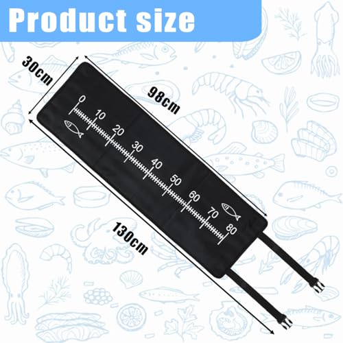 Faltbare Abhakmatte für Angler mit integrierter Maßskala, geeignet für die sichere Handhabung von Fischen, Größe 98x30 cm.