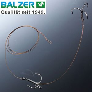 Balzer Matzes Doppel Drilling System 70cm, Hechtvorfach mit doppeltem Drilling für Köderfische, ideal zum Grundangeln und Driftangeln, Tragkraft 9kg.