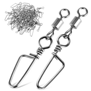 Set von 25 hochfesten Angelwirbeln und Schnapphaken aus Edelstahl, ideal für Salzwasser- und Süßwasserangeln, hochgradig korrosionsbeständig, mit Kugellager für reibungsloses Angeln.