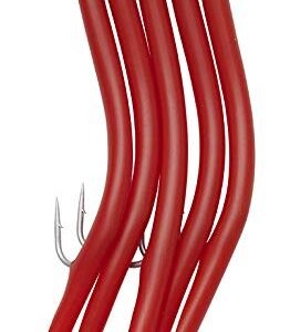 Kinetic Gummi-Makk in leuchtendem Rot, Größe 4/0, ideal für das Makk-Fischen, hochwertige Verarbeitung und Ausrüstung mit Perma Steel Haken, 5 Stück pro Packung.