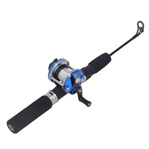 Leapiture 50 cm EIS-Angelruten-Set mit in Blau gehaltenen Angelrolle, ideal für Eisangeln im Winter - zeigt hochwertige Kohlefaser-Angelrute und praktische Ausstattung für Angler.